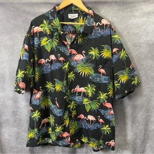 Vintage Pacific Legend Made In USA Hawaiian Shirt Flamingos Size 3XL Cotton